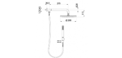 SOFFIONE DOCCIA a parete con braccio e duplex| BOSSINI con deviatore