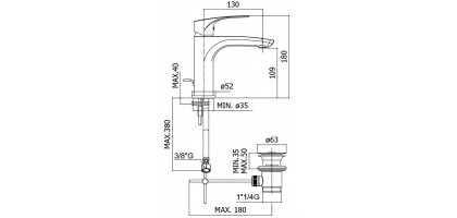 MISCELATORE LAVABO MONOCOMANDO S/A 1' 1/4 CROMO |PAFFONI LIME